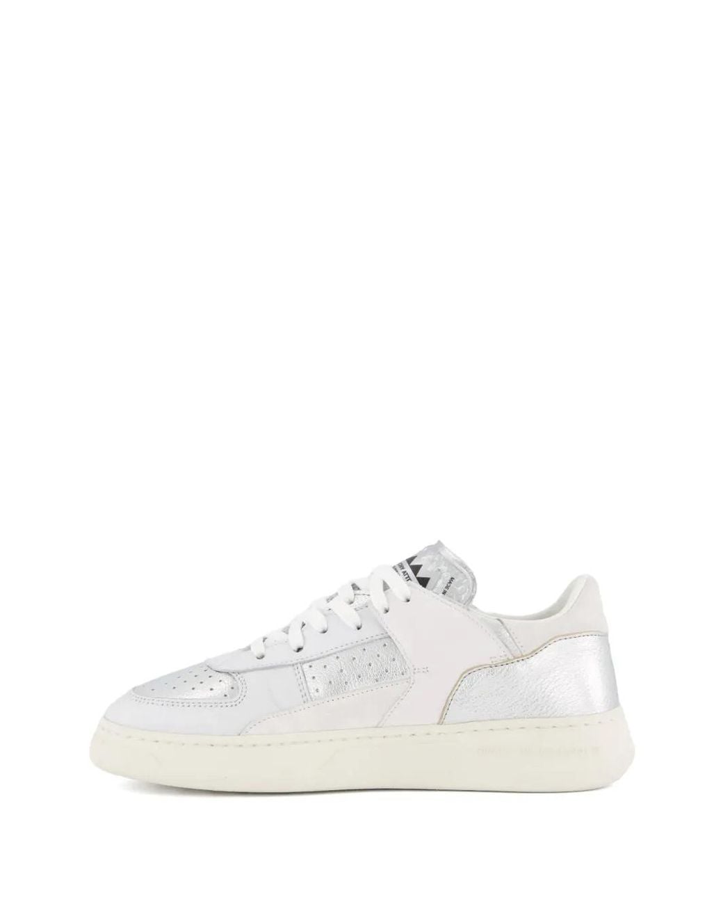 RUN OF White Family Metallic-Leather Sneakers