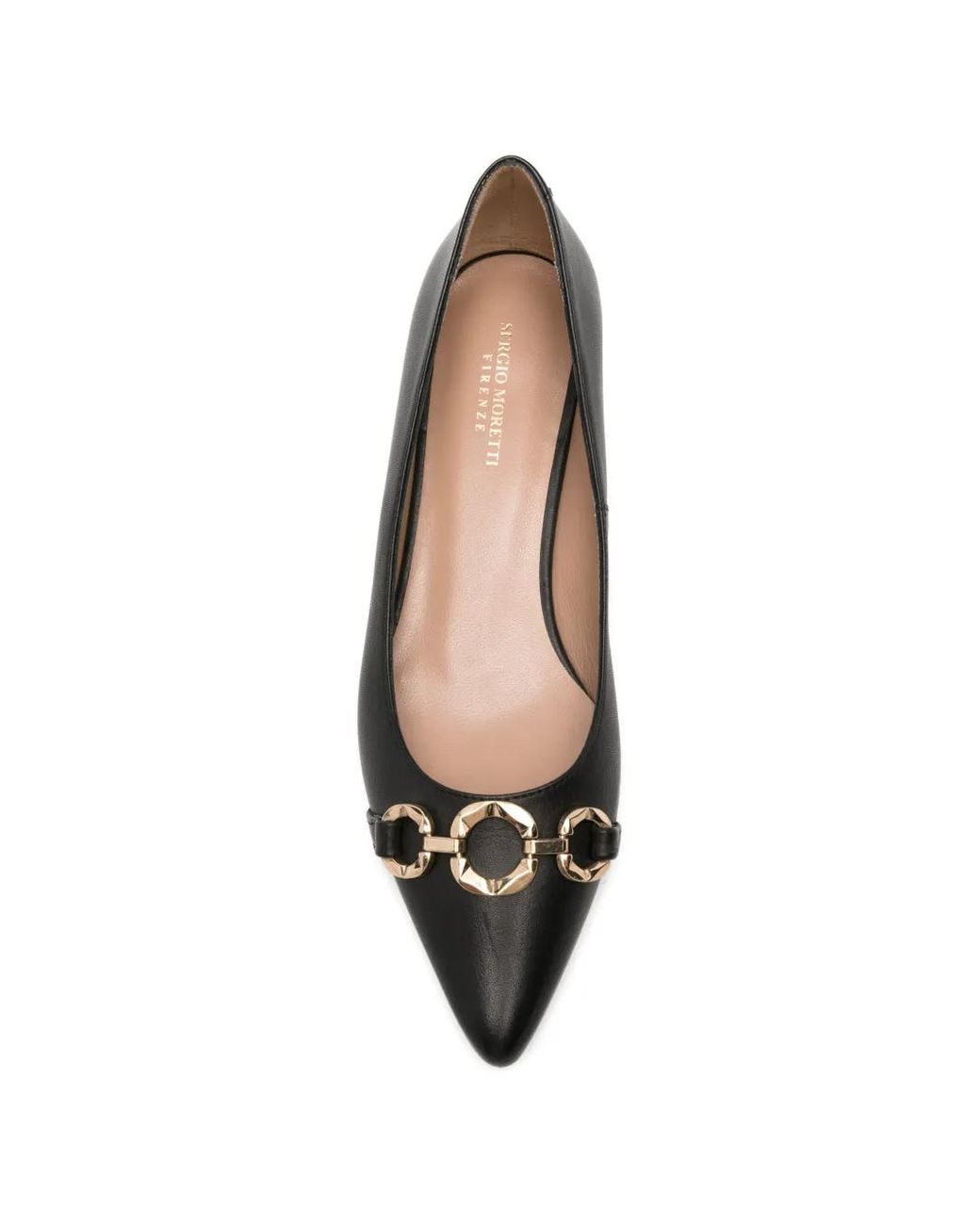 SERGIO MORETTI FIRENZE Black Chain-Link Pointed-Toe Pumps