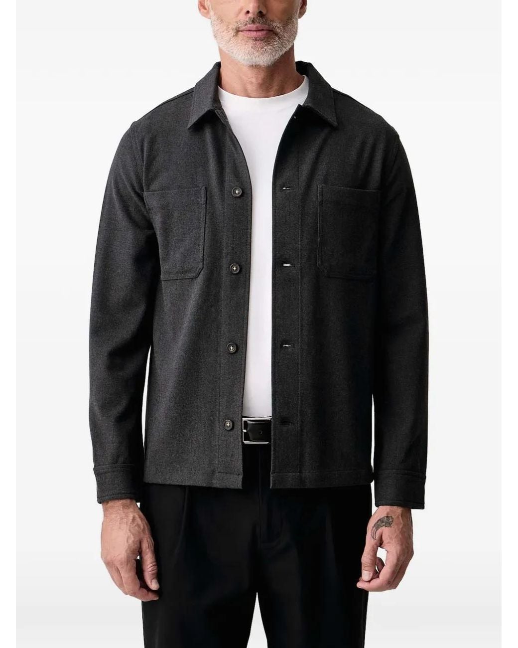 Lindbergh Patch-Pocket Button-Up Overshirt in Black for Men | Lyst