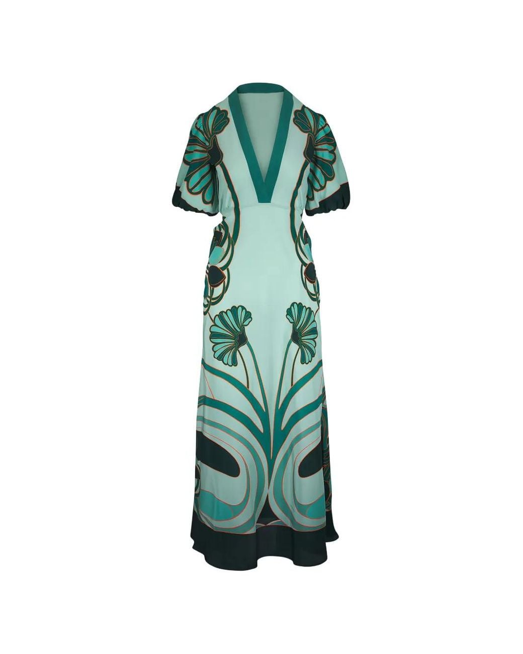 LaDoubleJ Green Robe Longue Marlene À Fleurs