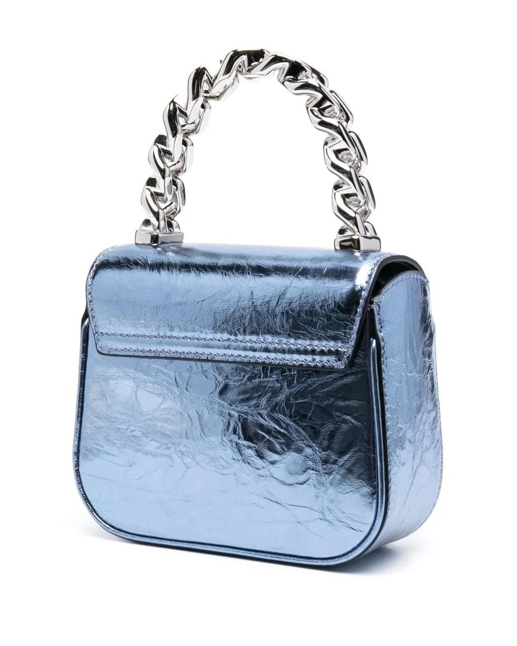 Versace Blue La Medusa Metallic Leather Mini Bag