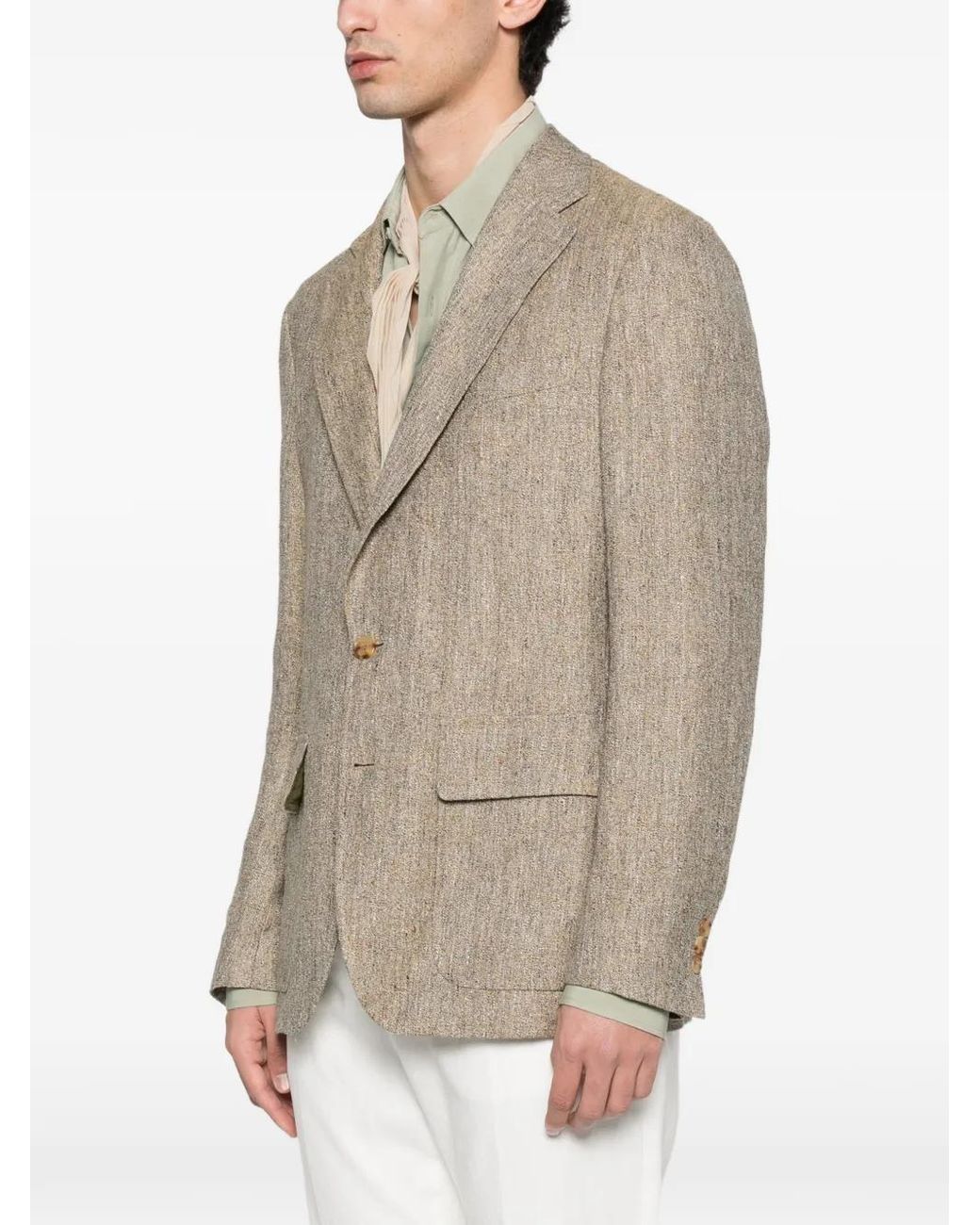 Fursac Natural Single-Breasted Notched-Lapel Blazer for men