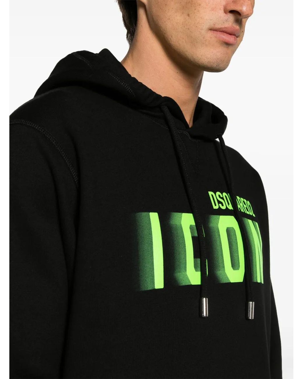 DSquared² Black Logo-Print Cotton Hoodie for men