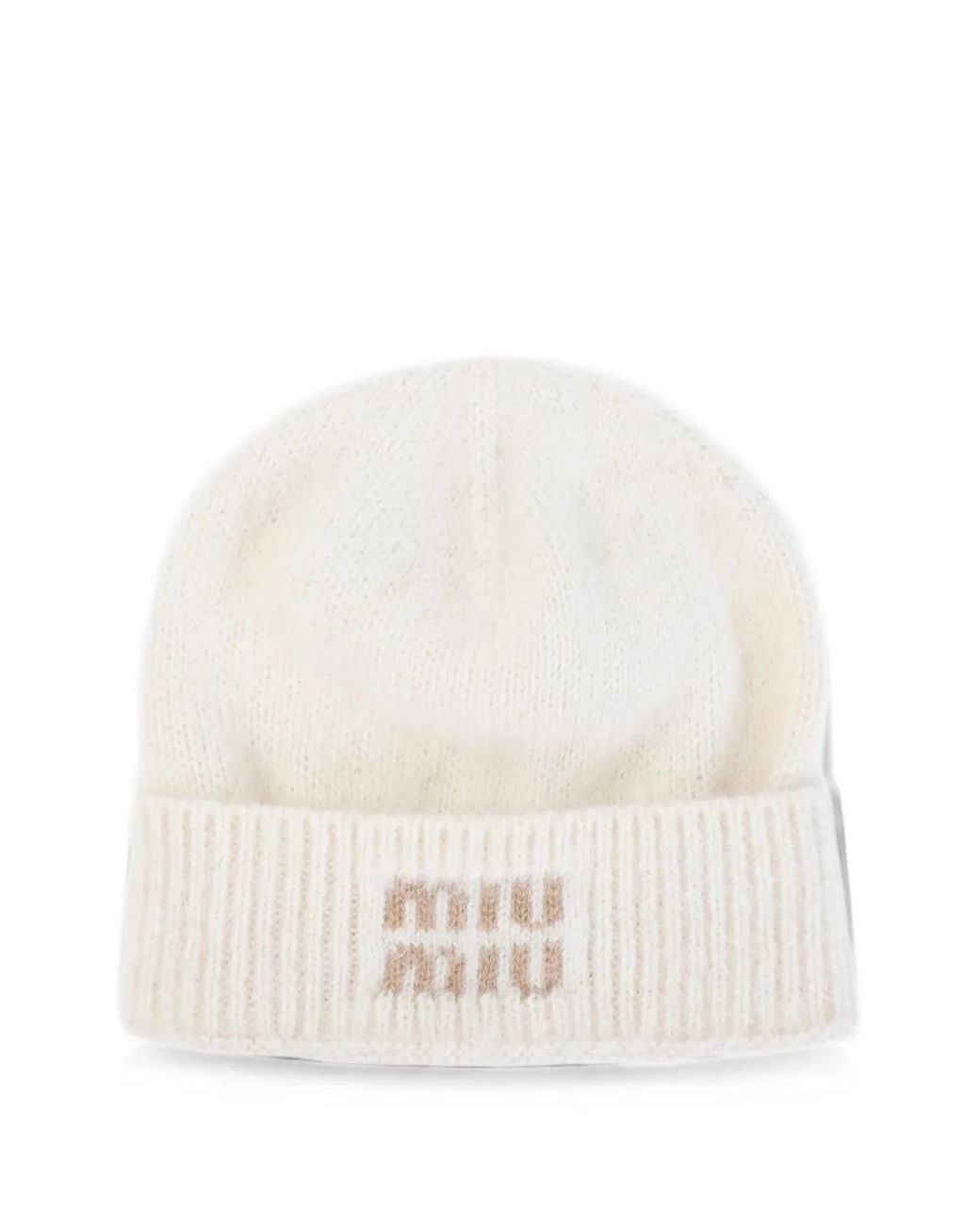 Miu Miu White Mohair-Blend Beanie