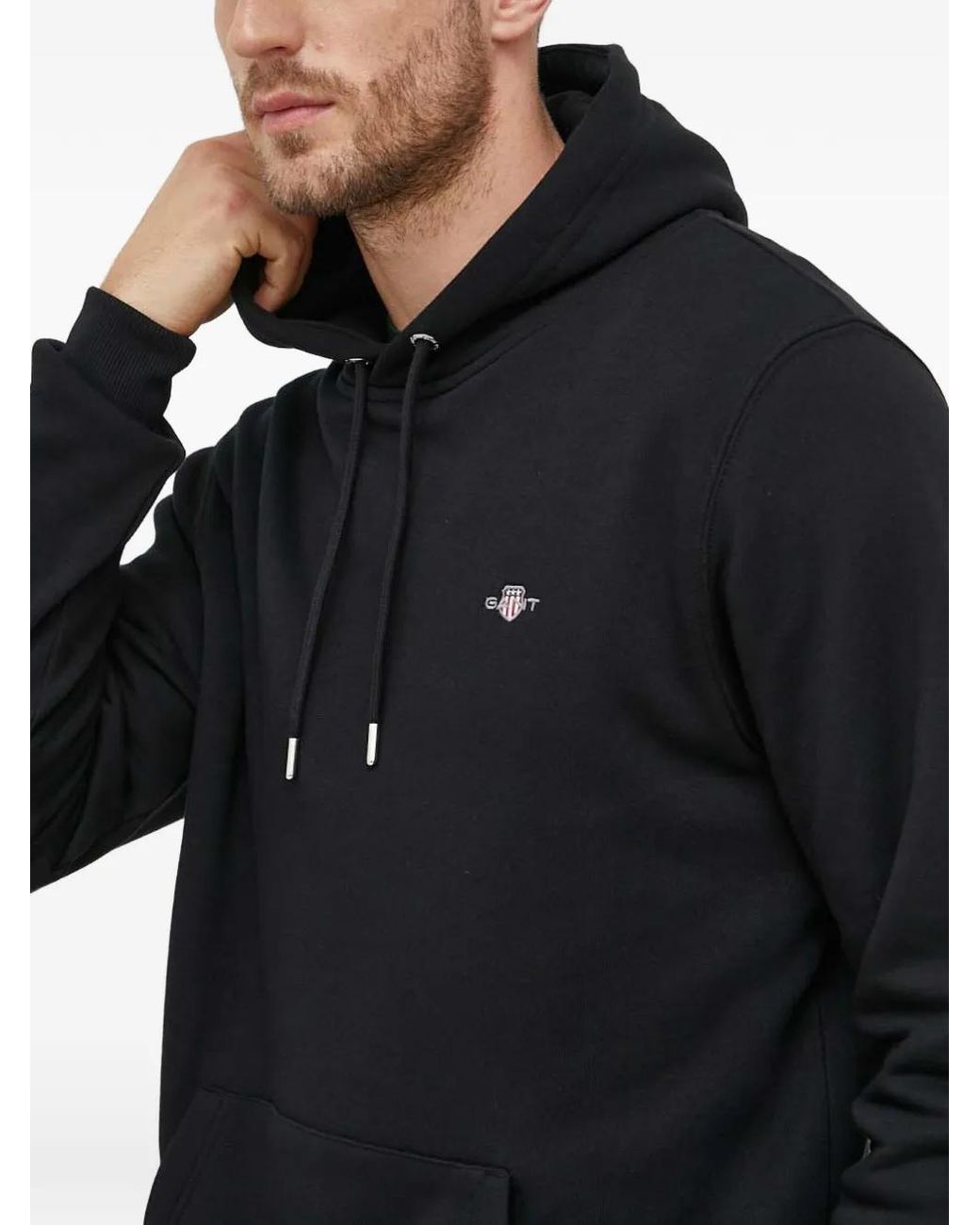 Gant Black Shield Logo-Embroidery Hoodie for men