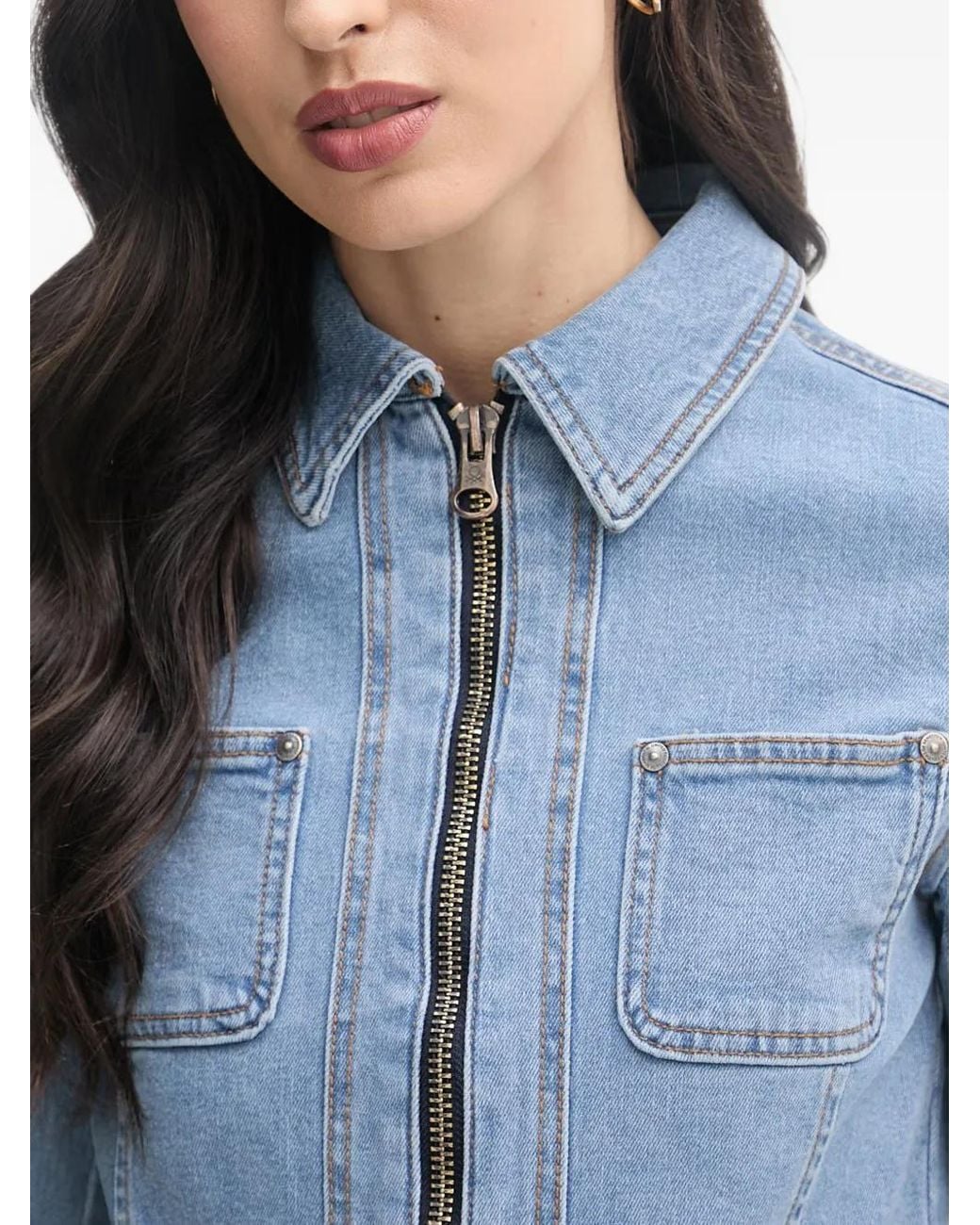 Benetton Blue Zip-Up Denim Jacket