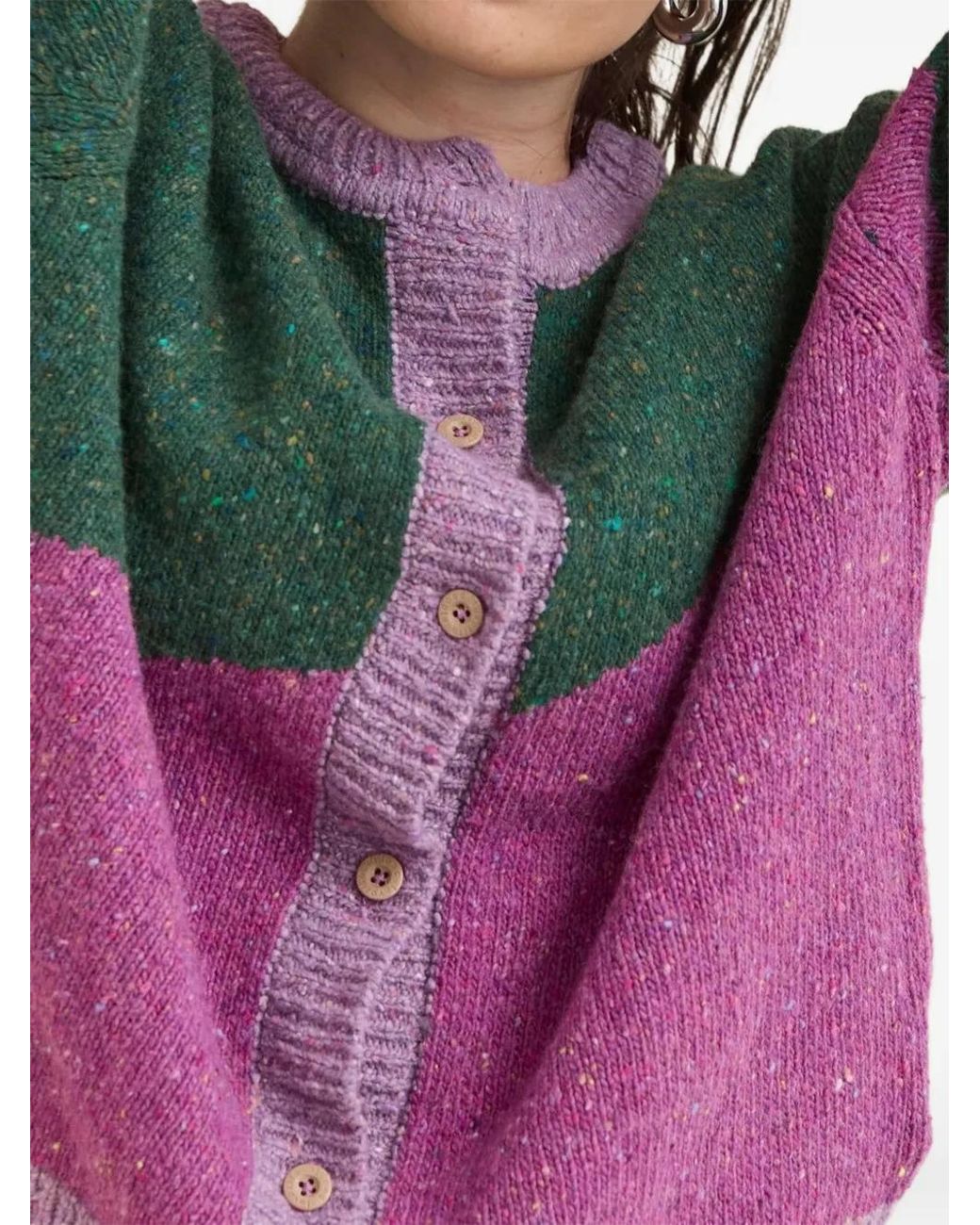 Favorite People Green Color-Block Knitted Cardigan