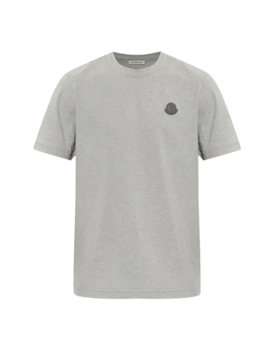 Moncler Gray Logo-Patch T-Shirt for men