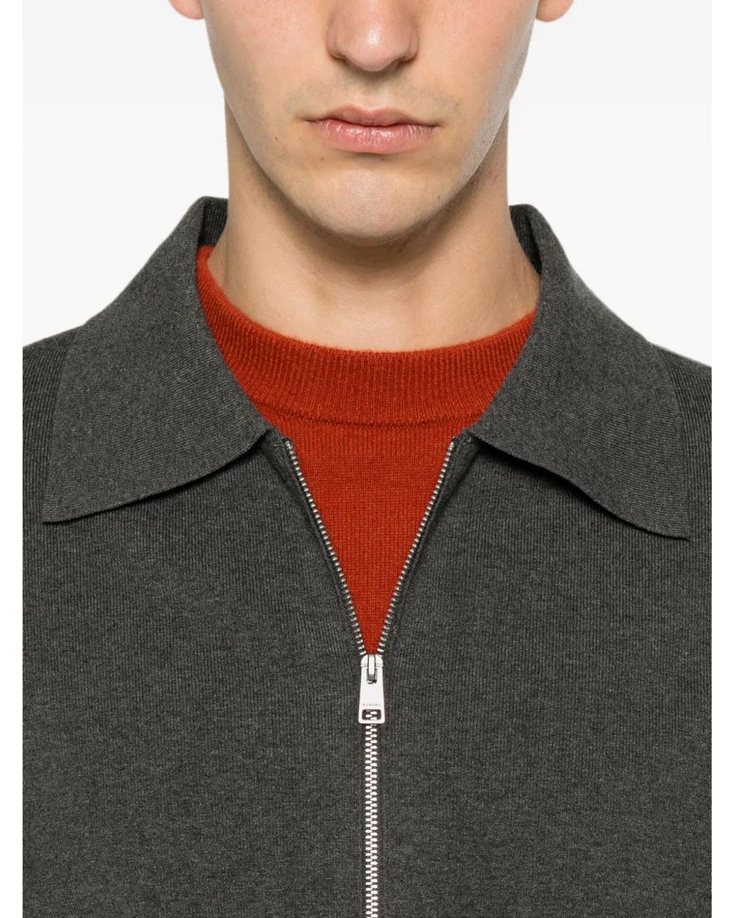 Sandro Gray Zipped Viscose Knit Cardigan for men