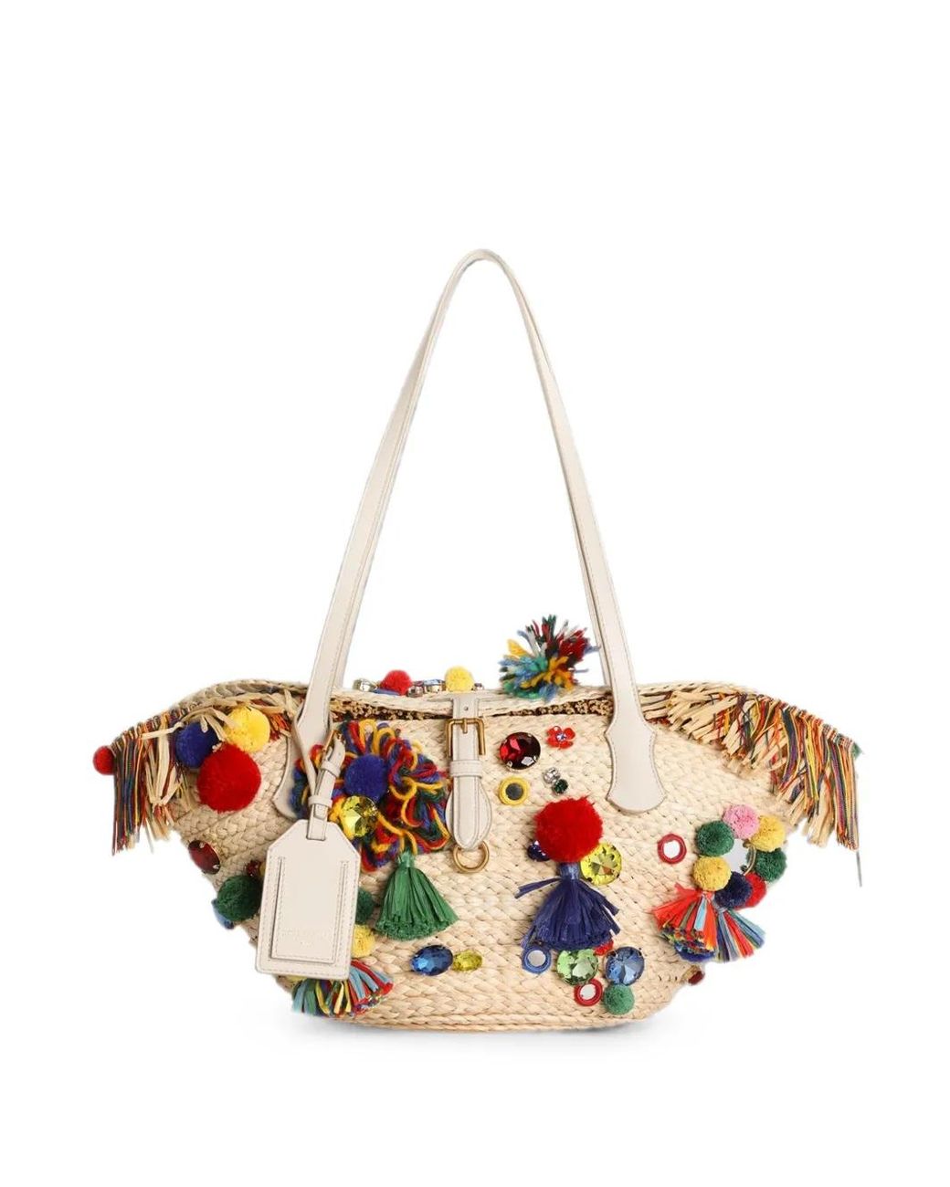 Dolce & Gabbana White Coffa Capri Bag With Embroidery