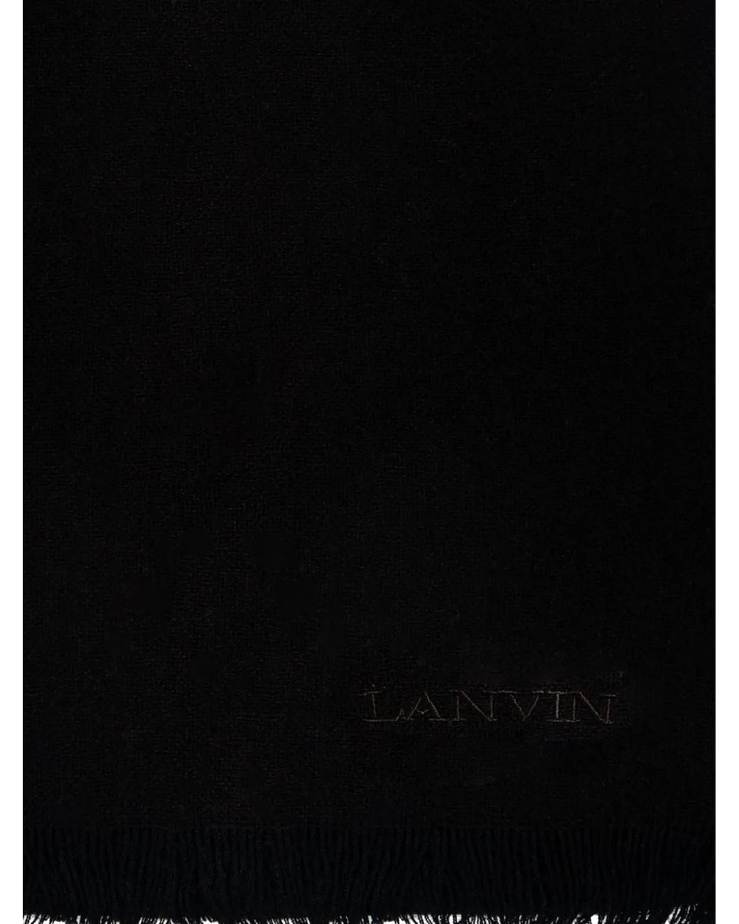 Lanvin Black Logo-Embroidered Scarf for men