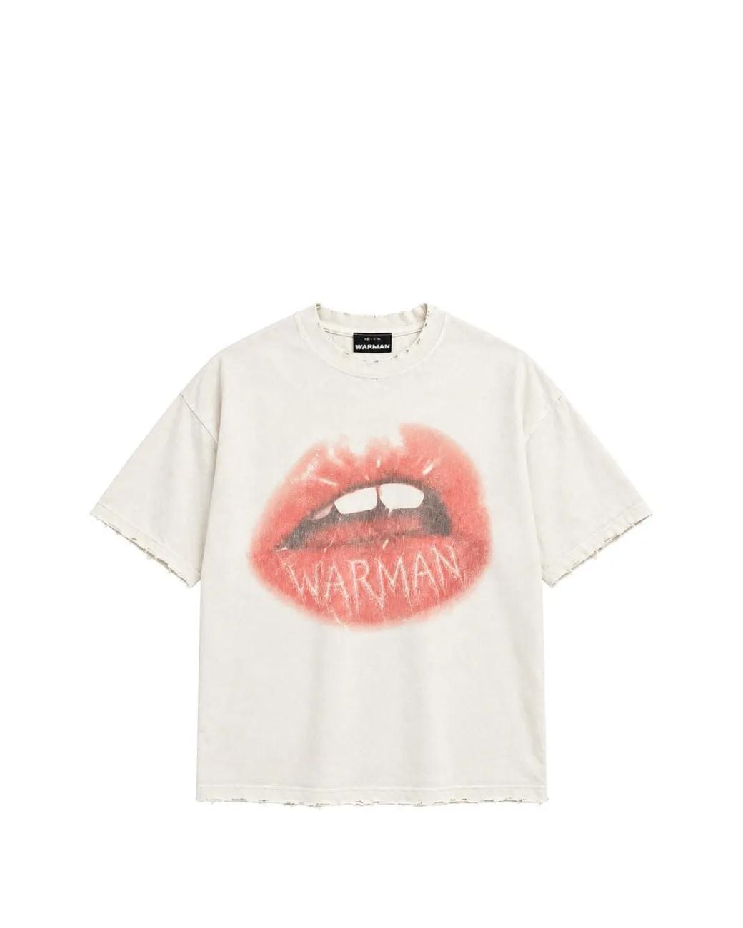 WARMAN Pink Distressed Lip-Print T-Shirt for men