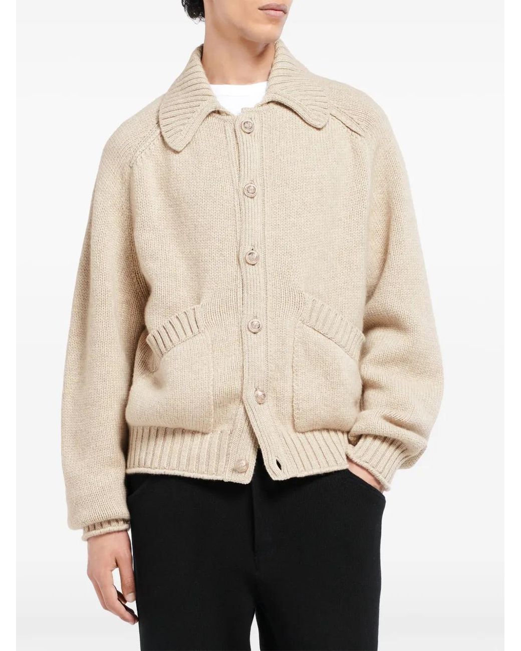 Barrie Natural Chunky-Knit Cashmere Cardigan for men