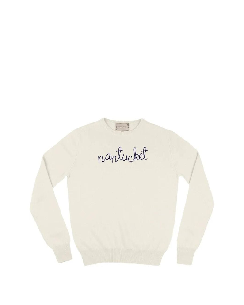 Lingua Franca White Nantucket Crew-Neck Sweater