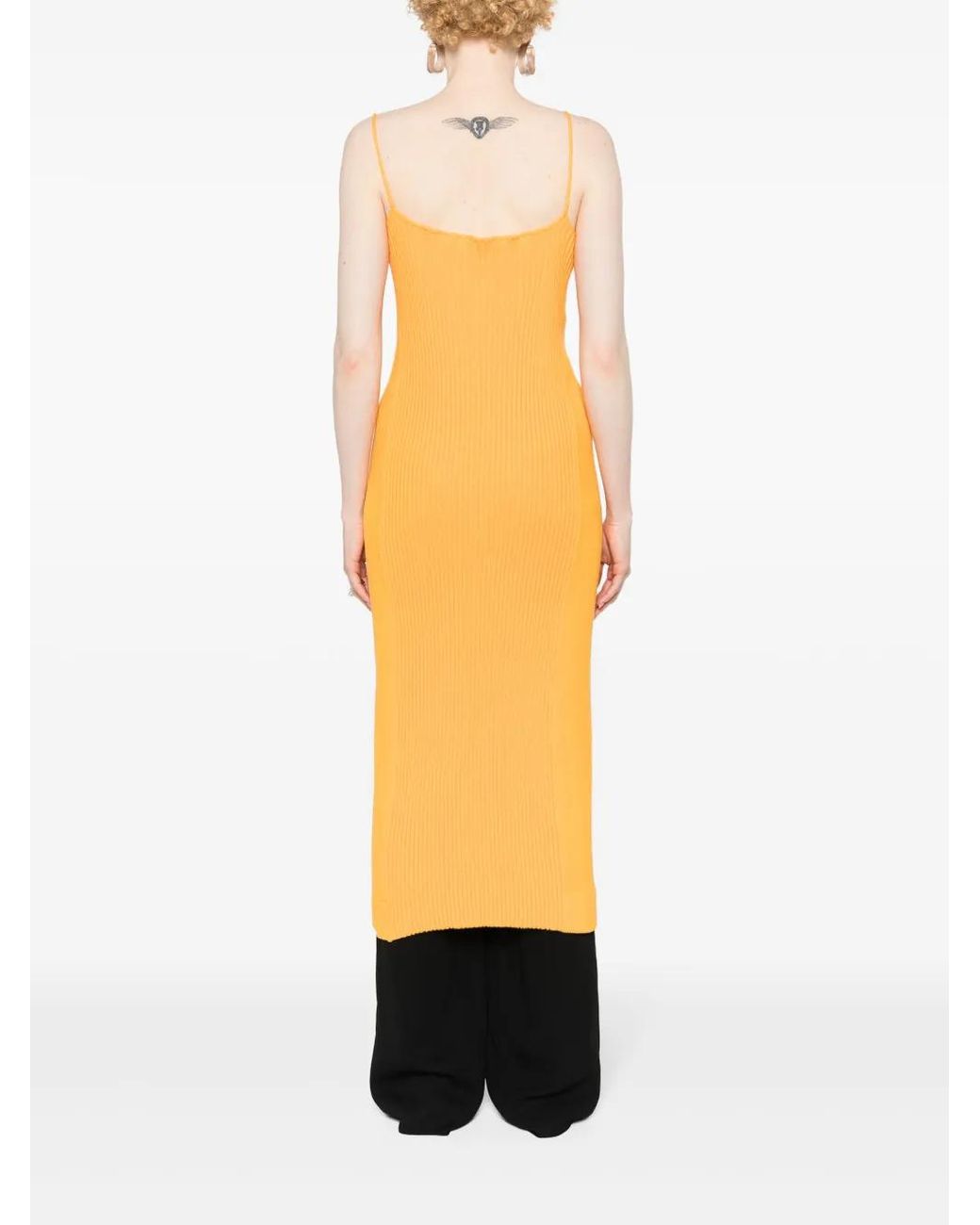 Jil Sander Orange Robe En Maille À Fermeture Zippée
