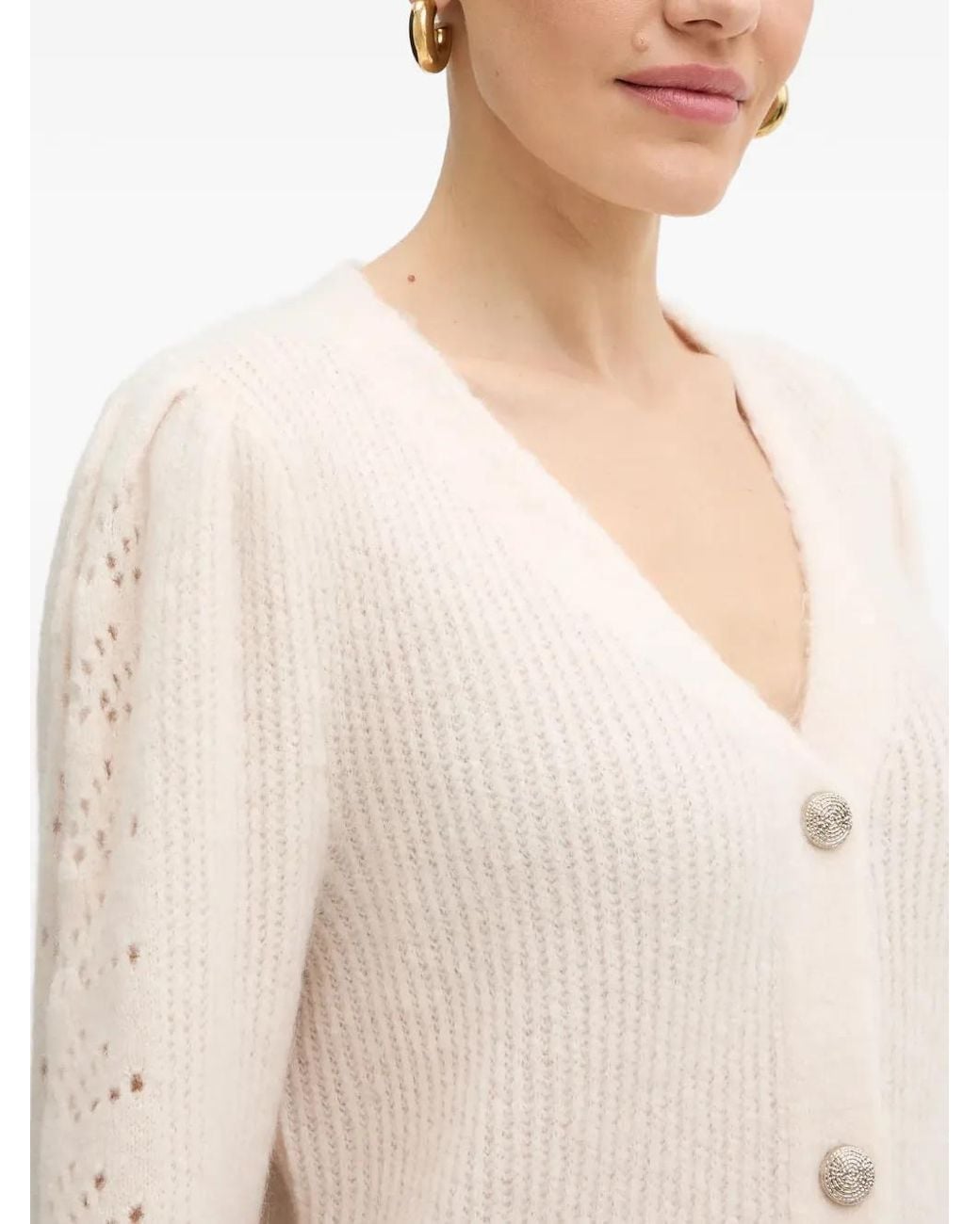 Morgan White Button-Up Cardigan