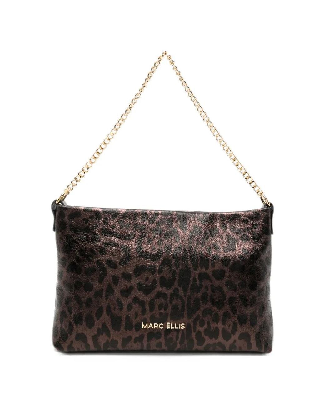Marc Ellis Black Leopard-Print Chain-Link Tote Bag