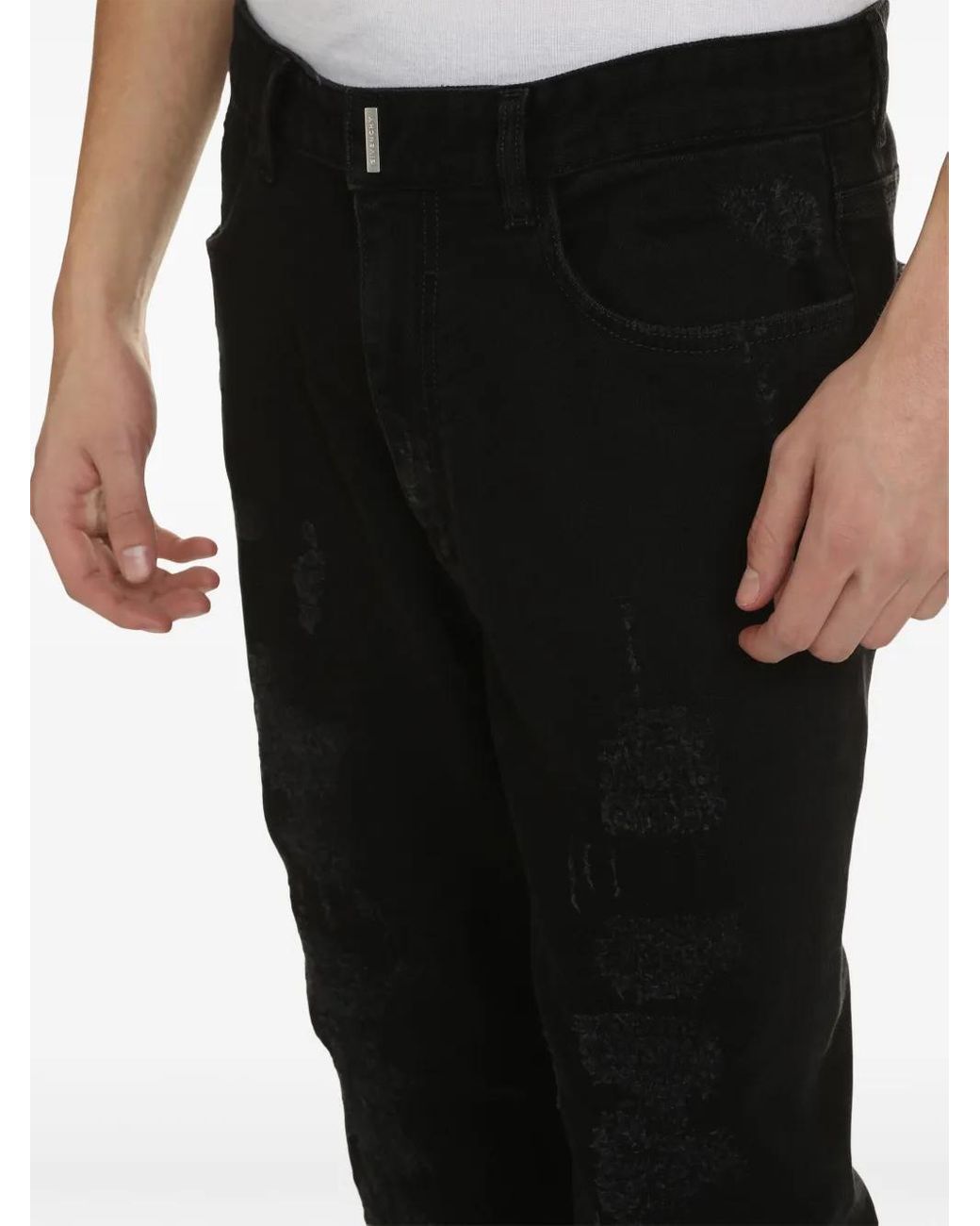 Givenchy Black Slim-Fit Destroyed Jeans for men