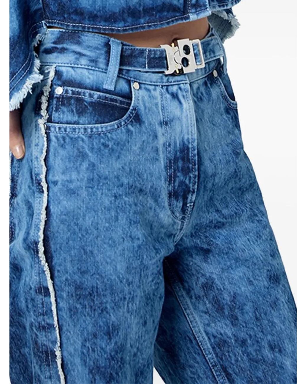 Ports 1961 Blue Jacquard Straight-Leg Trousers