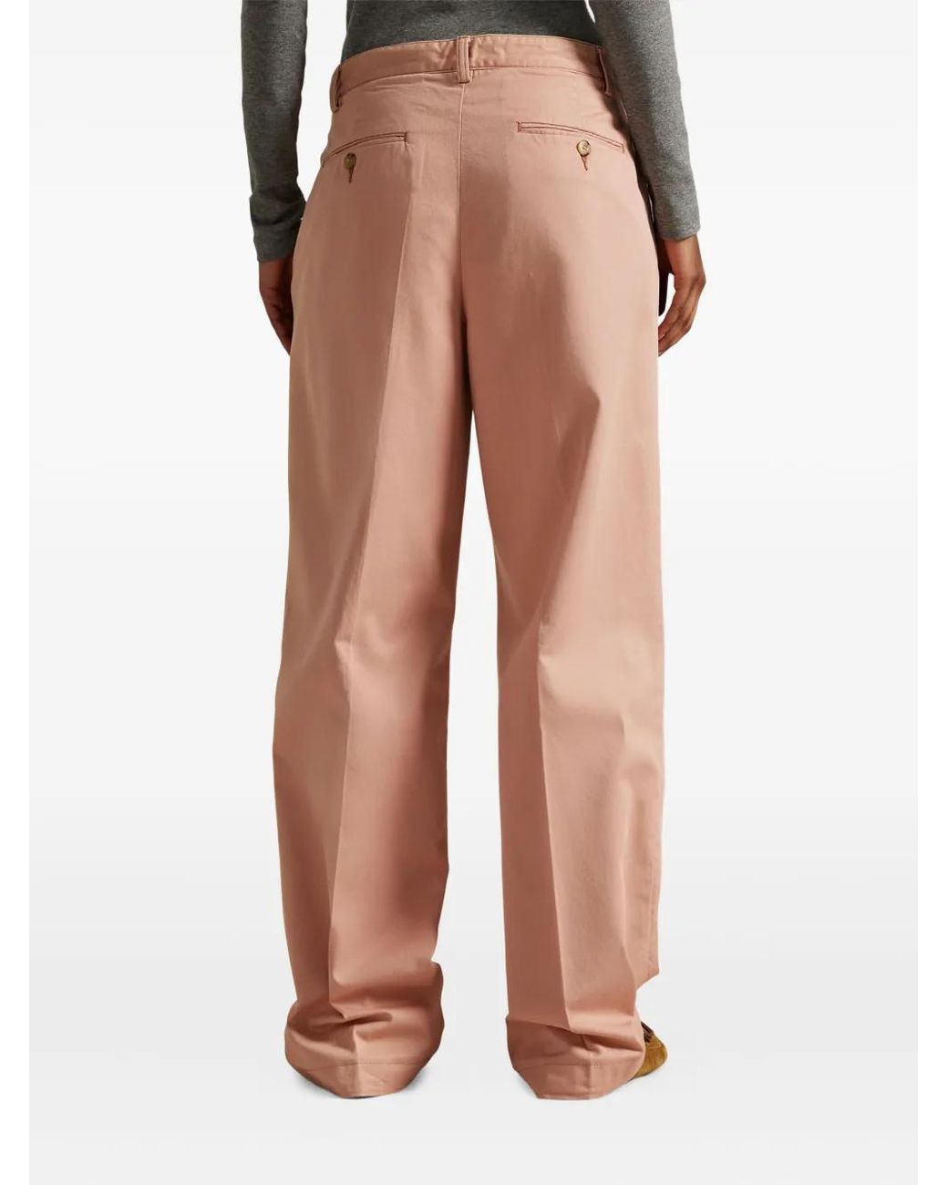 Polo Ralph Lauren Pink Pleated Cotton-Blend Trousers