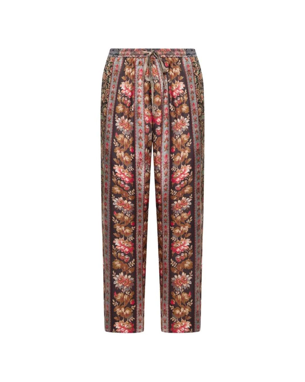 Pierre Louis Mascia Red Aloe Floral-Print Silk Trousers