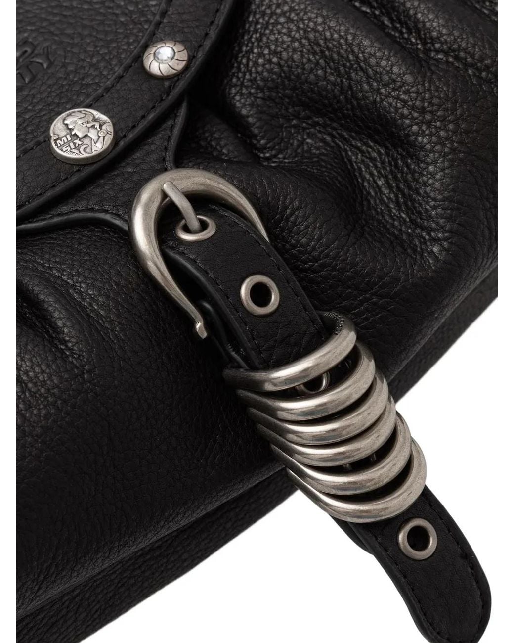 Miss Sixty Black Stud-Embellished Buckle-Detail Shoulder Bag