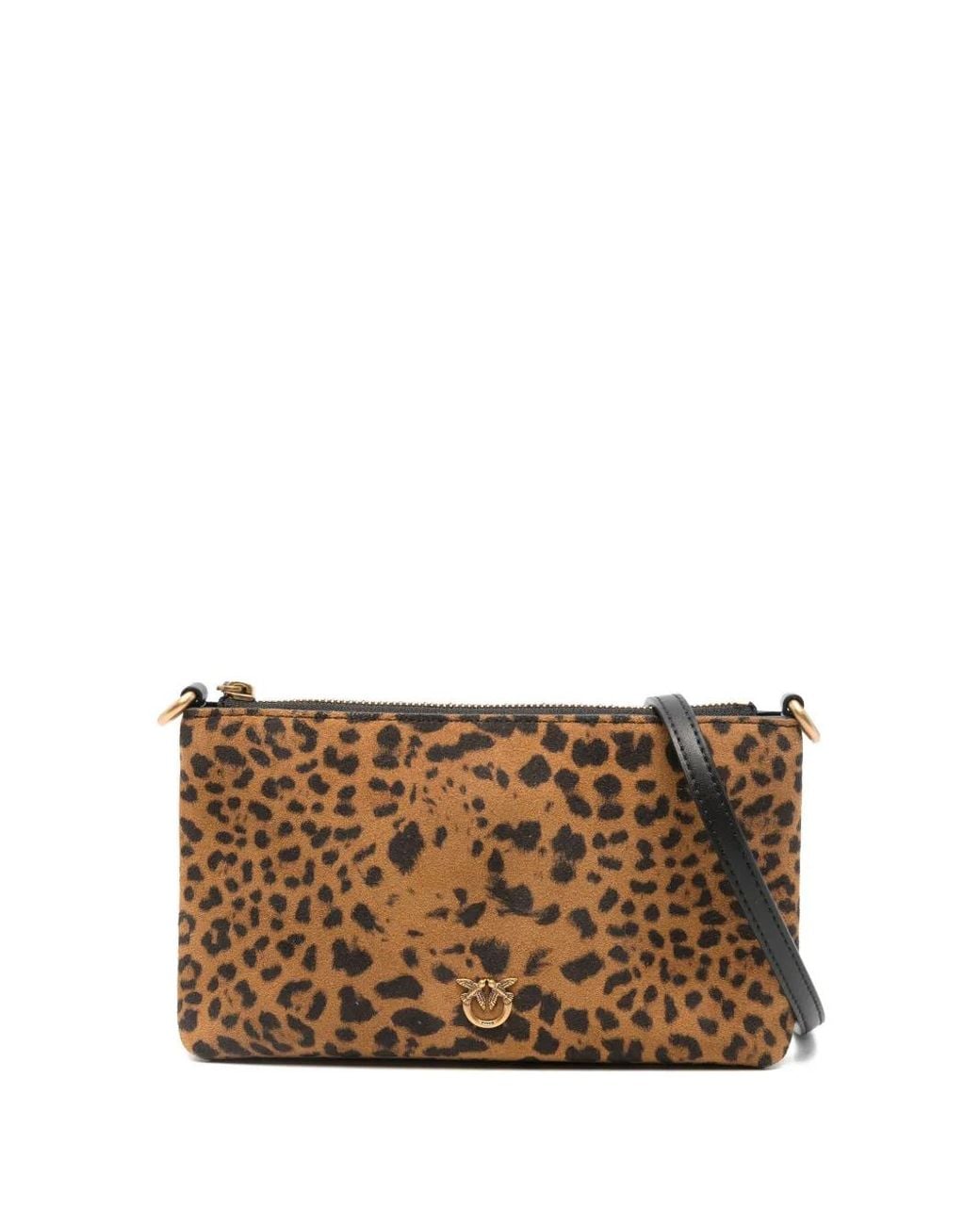 Pinko Brown Small Leopard-Print Clutch Bag