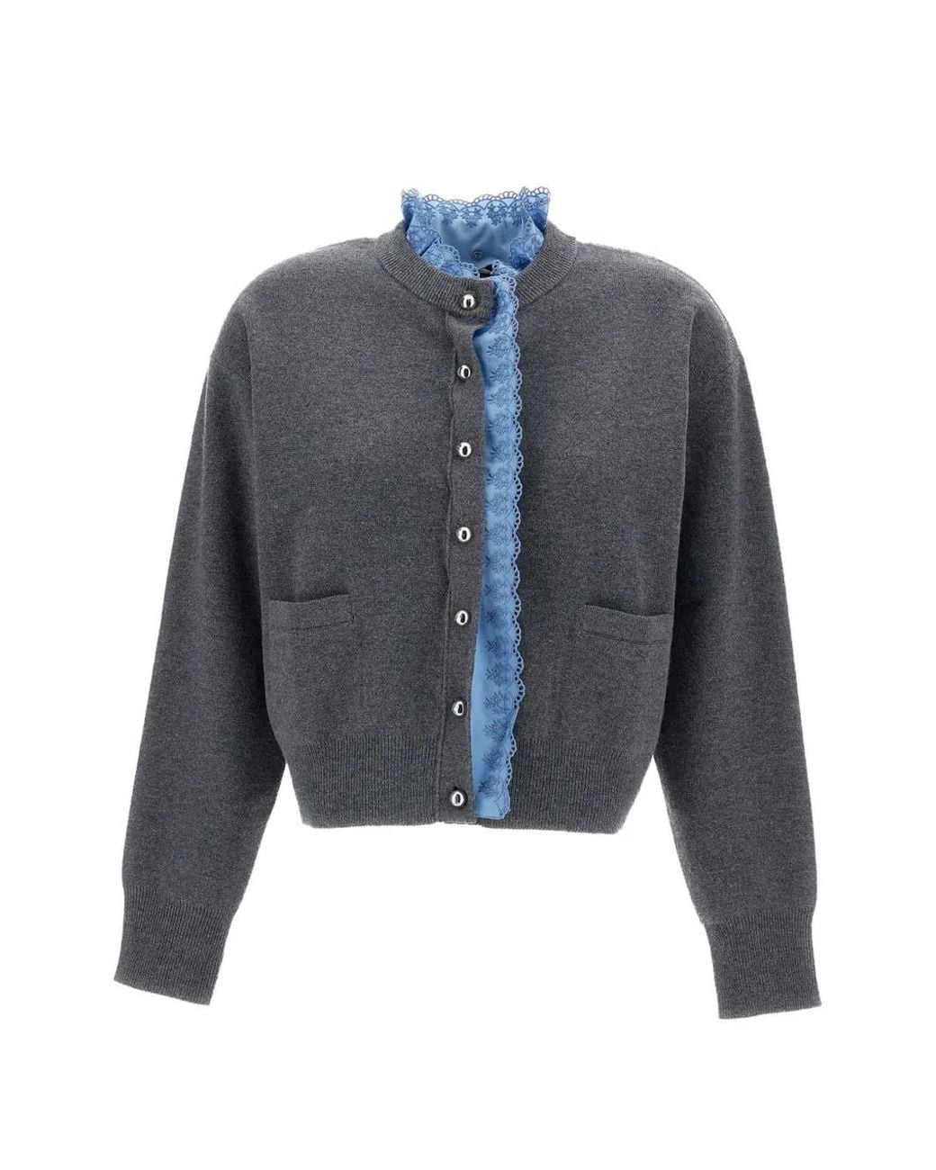 Rabanne Blue Cable-Knit Button-Up Cardigan