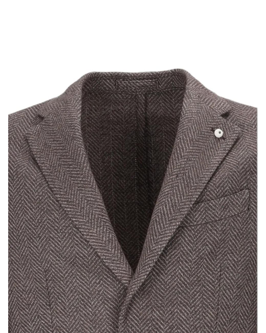 Brando Gray Herringbone-Pattern Blazer for men