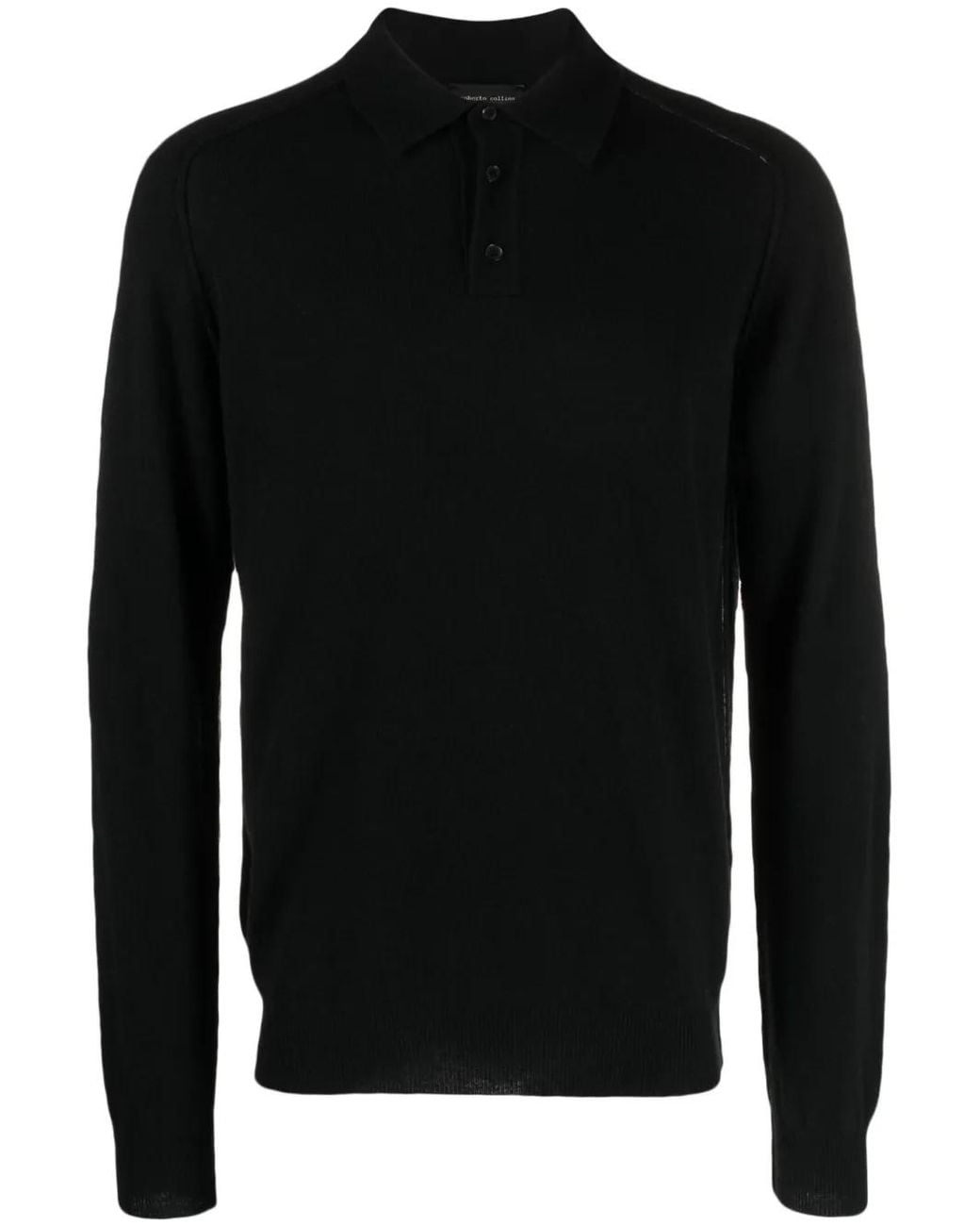Roberto Collina Black Long-Sleeve Polo Shirt for men