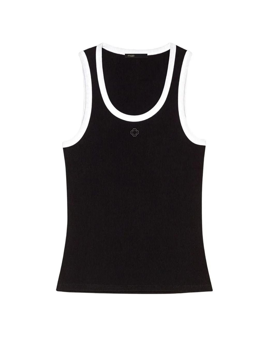Maje Black Ribbed Vest Top