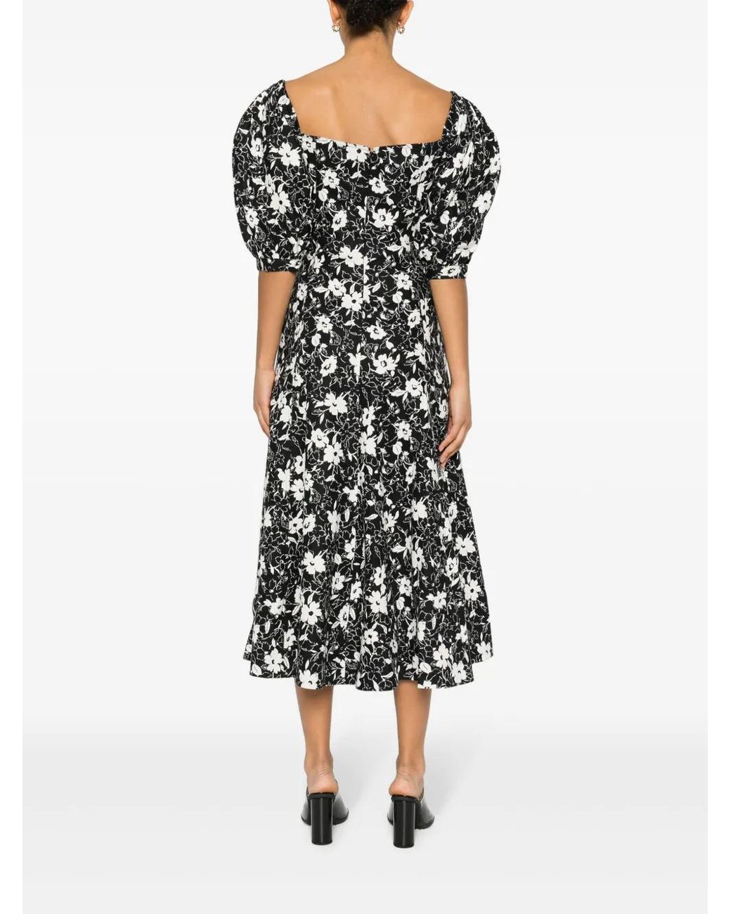 Polo Ralph Lauren Black Floral Linen Midi Dress