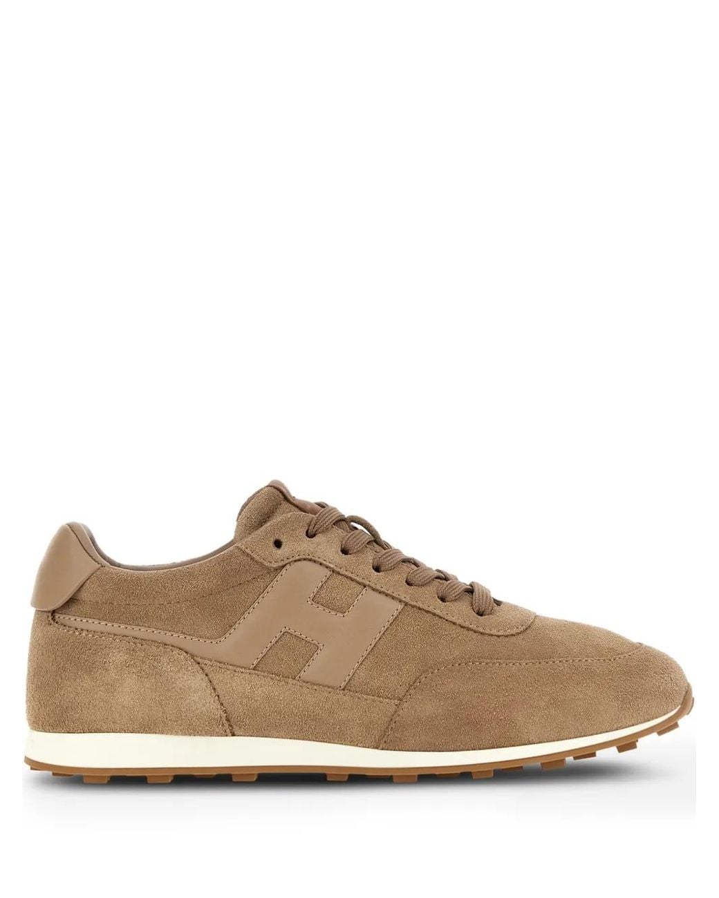 Hogan Brown Logo Patch Lace-Up Sneakers for men