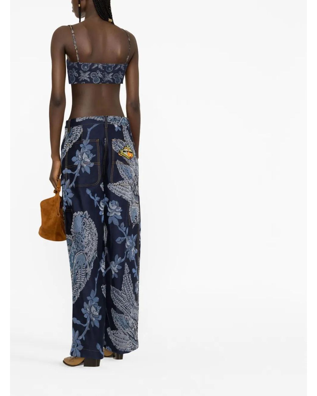 Etro Blue Patterned-Jacquard Bralette