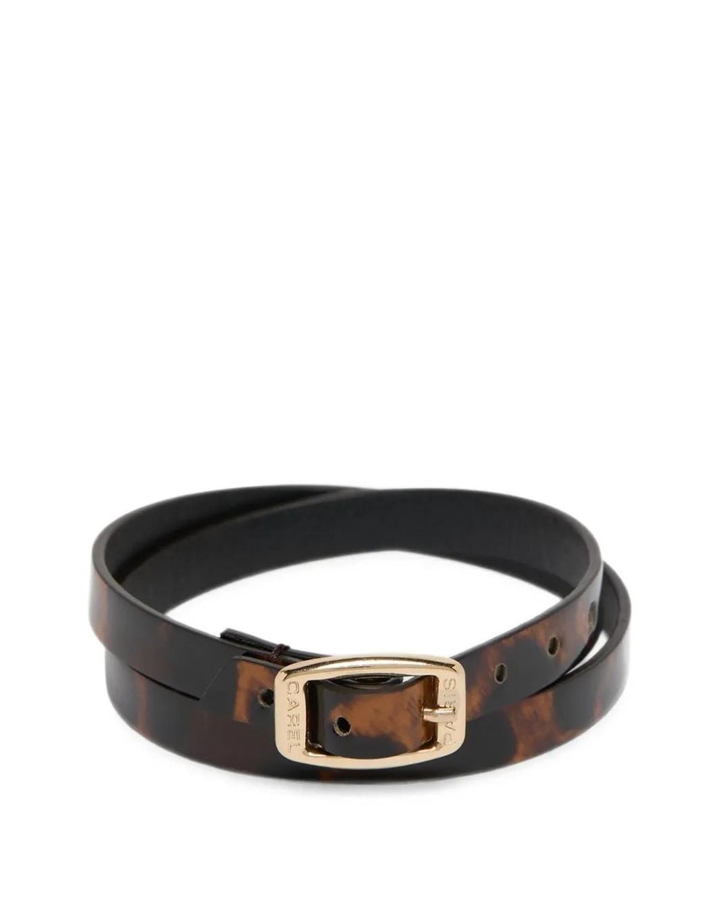 CAREL PARIS Black Leopard-Print Leather Bracelet