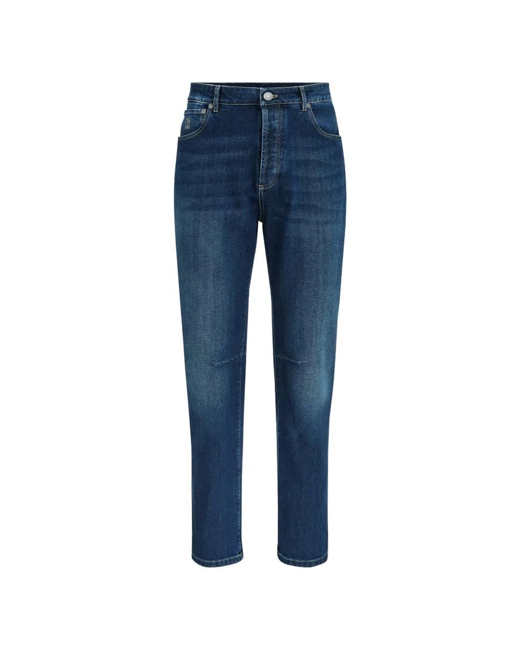 Brunello Cucinelli Blue Belt-Loop Faded Jeans for men