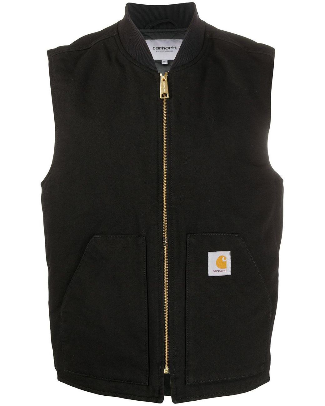 Carhartt WIP Cotton Logo Patch Zipped Vest in Black for Men - Lyst