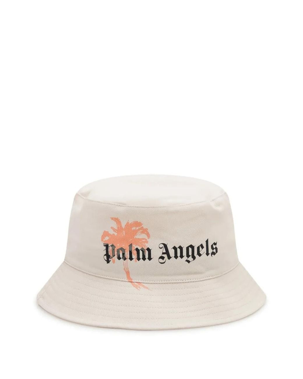 Palm Angels White Logo-Print Bucket Hat for men