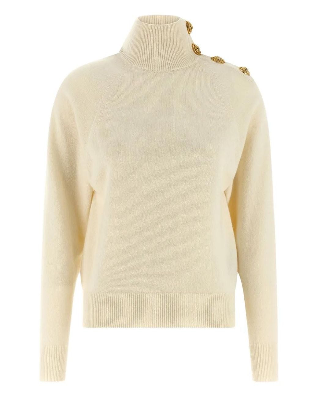 Balmain Natural Cashmere Wool Sweater Sweaters And Cardigans