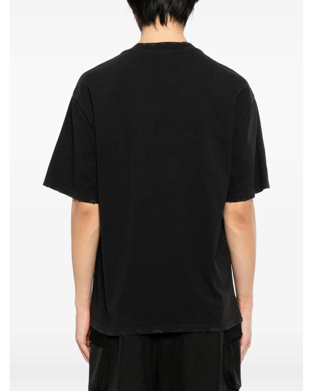WARMAN Black Graphic Print T-Shirt for men