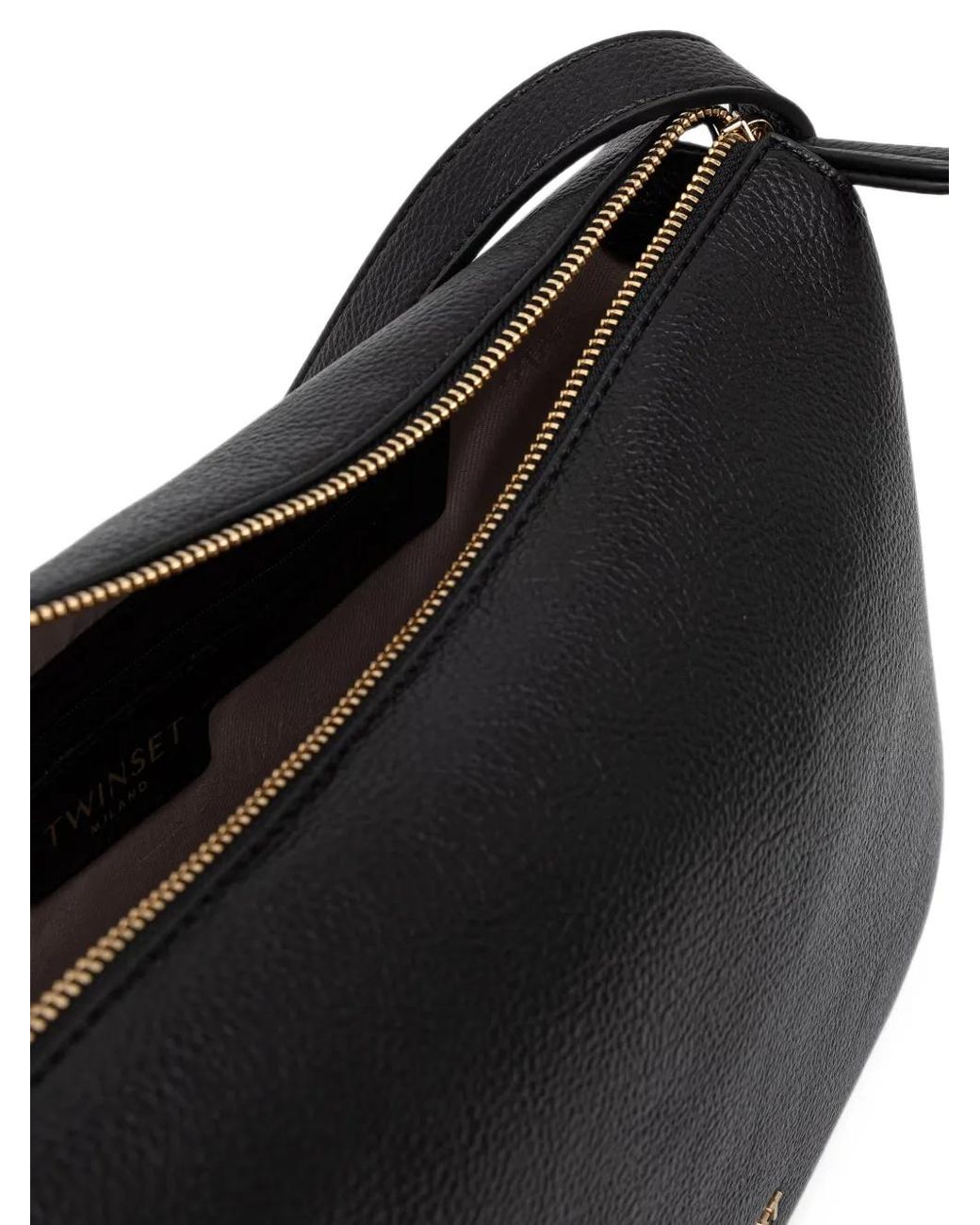 Twinset Black Sac Porté Épaule En Cuir À Plaque Logo