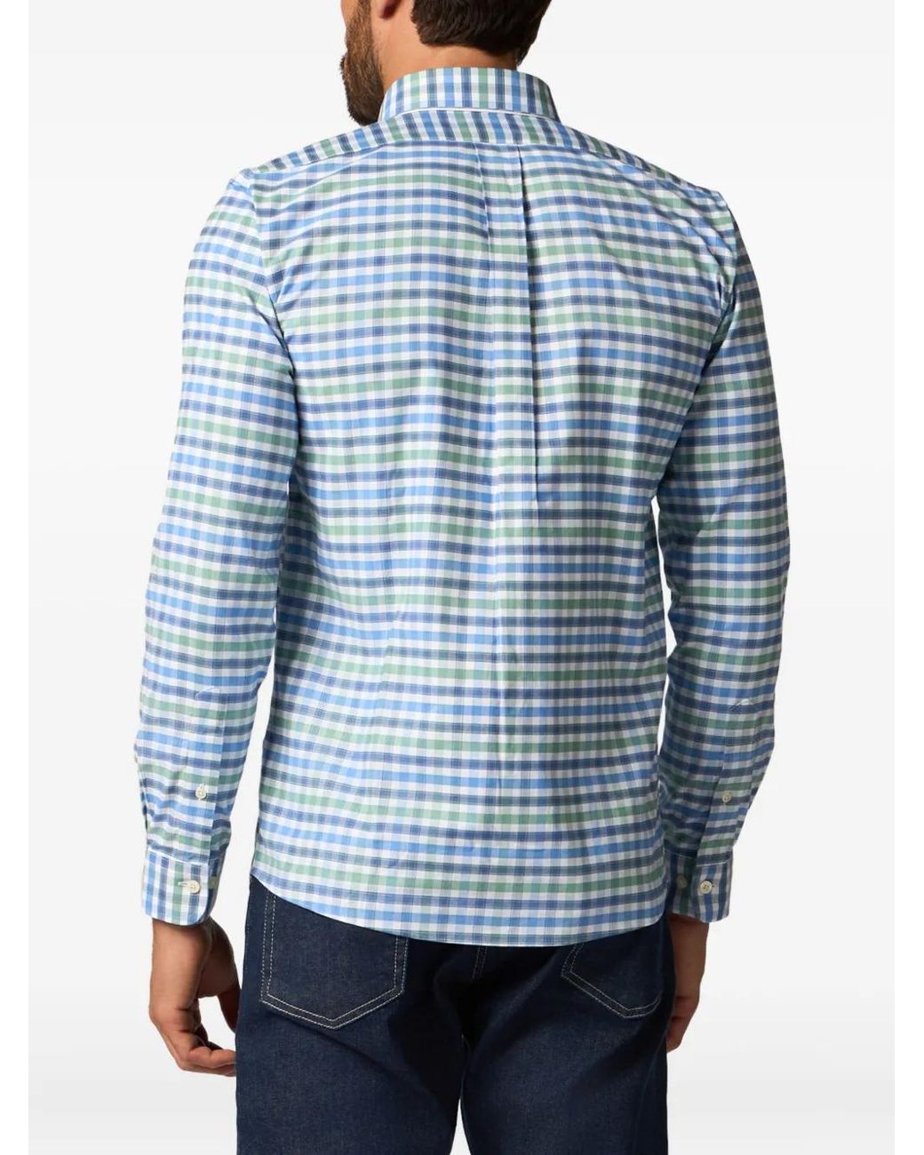 Brooks Brothers Blue Slim Fit Golden Fleece Oxford Checkered Button Down Shirt for men