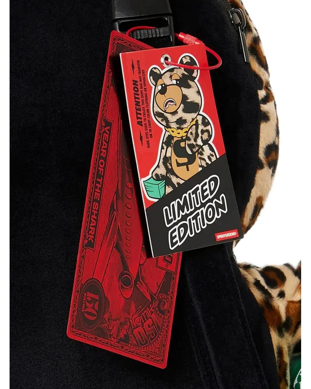 Sprayground White Leopard Money Bear Backpack for men