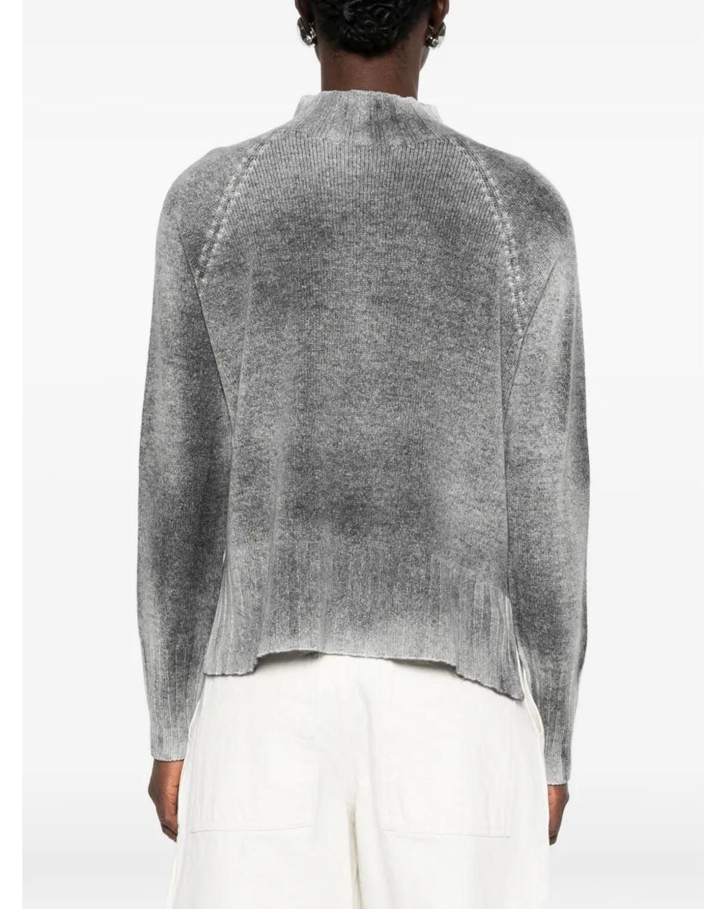 AROVESCIO Gray Gradient-Effect Long-Sleeve Sweater