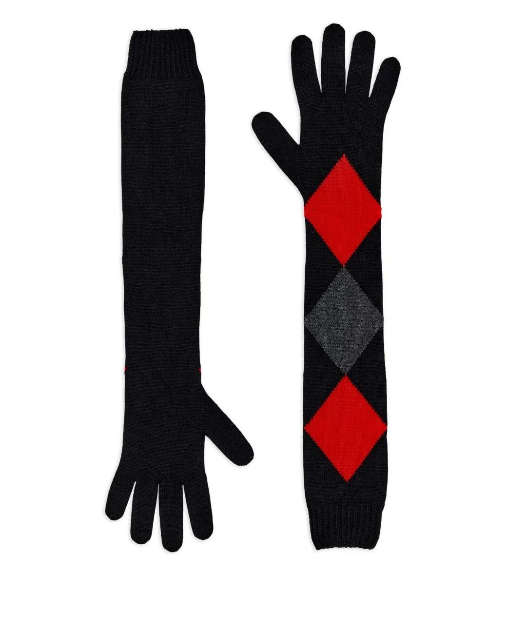 Proenza Schouler Black Diamond-Pattern Cashmere Gloves