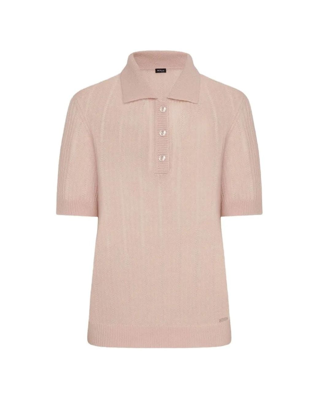 Kiton Pink Perforated Short-Sleeve Polo Shirt