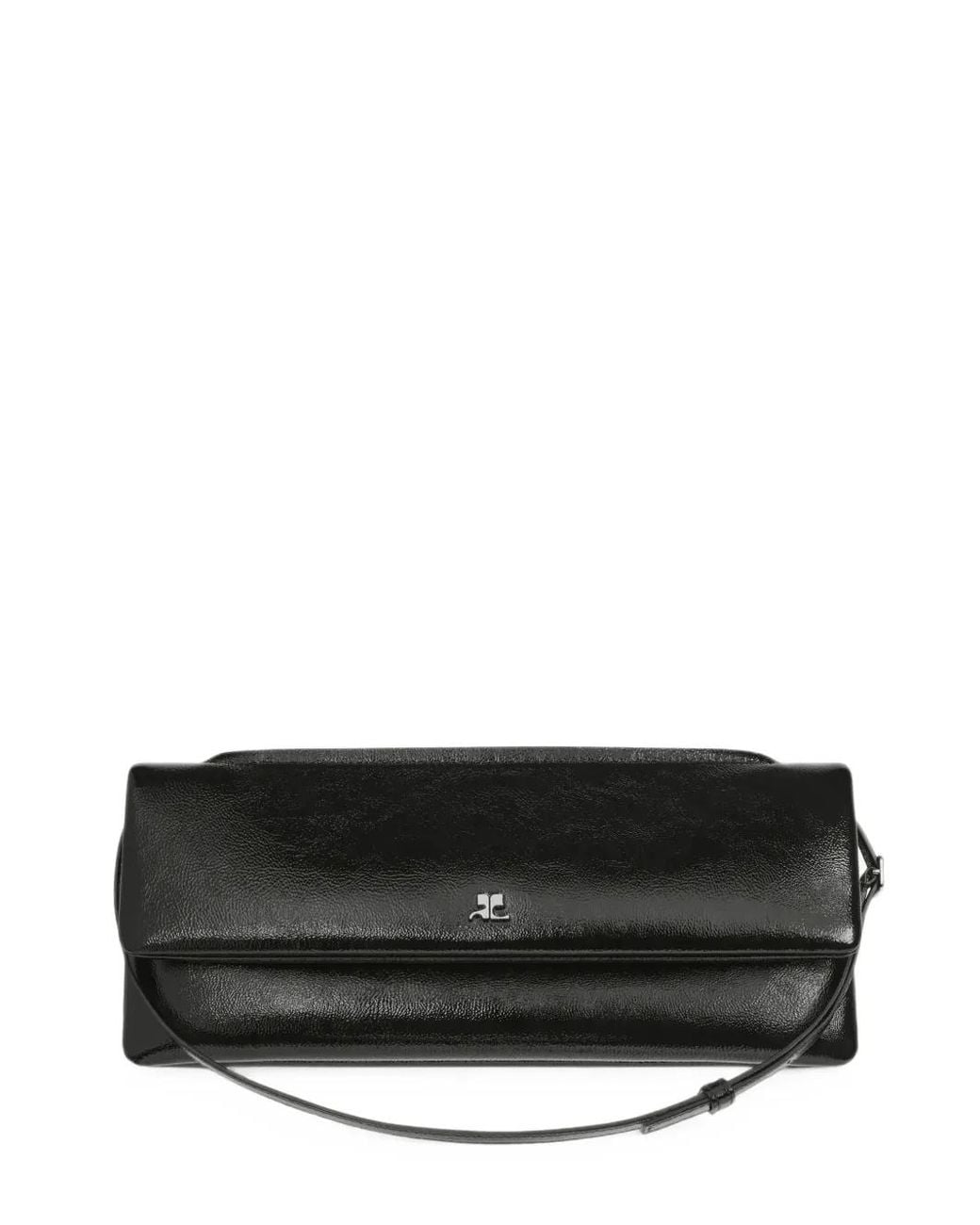 Courreges Black Small Cuff Naplack Leather Shoulder Bag