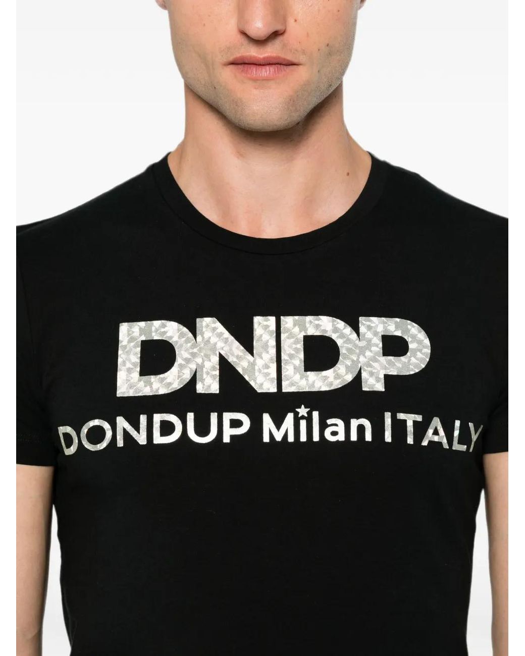 Dondup Black Logo-Print Cotton T-Shirt for men