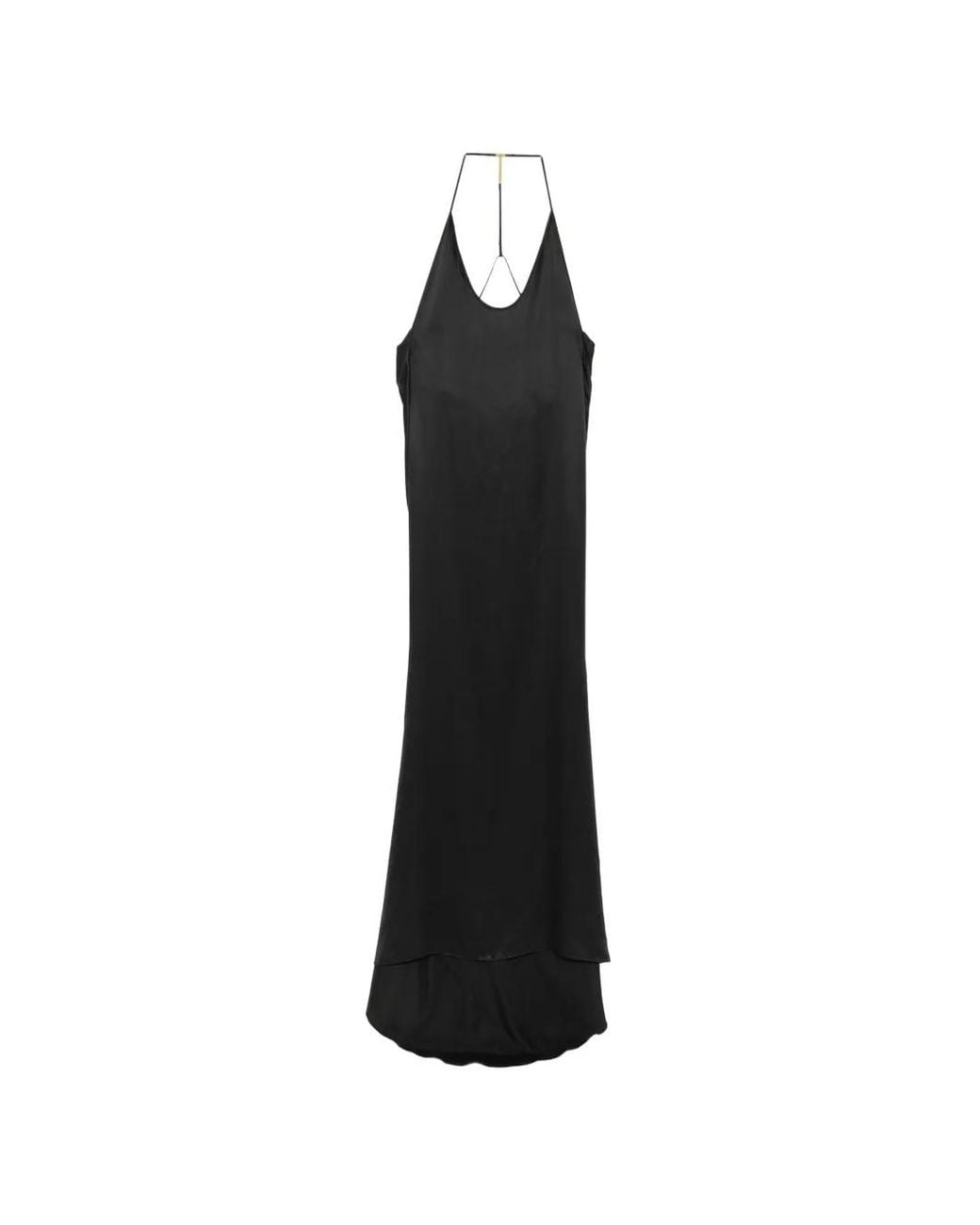 Tom Ford Black Peach-Feel Silk Satin Halterneck Evening Dress