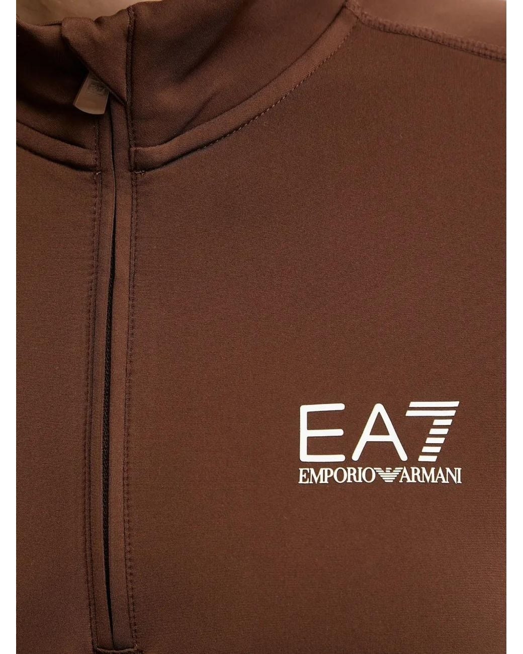 EA7 Brown Logo-Print Ski Top